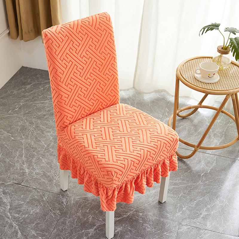 Жаккардовый стрейч чехол-юбка для обеденного стула на все сезоны
