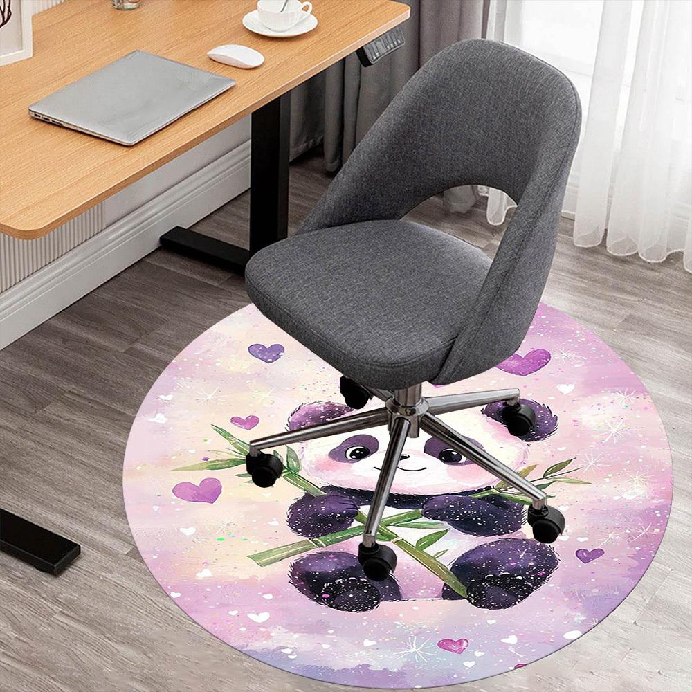 1PC Panda Hearts Round Chair mat Area Rug - Non-Slip, Floor Mat for Office, Bedroom, home decor Christmas Gift c0528013