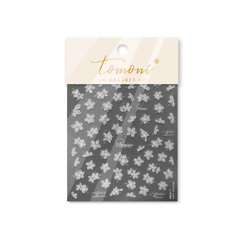 1 PCS 5D Glitter Light Pink Begonia Flower Nail Art Sticker Exquisite Design High Quality Decorative Decal Nail Sticker