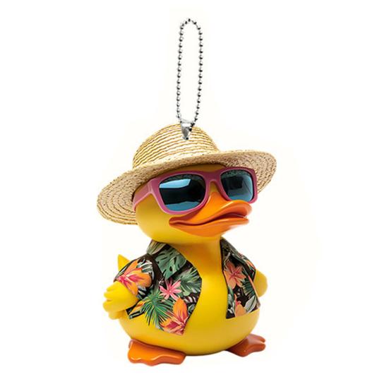 Yousheng Car Rearview Mirror Pendant Cartoon Duck Key Chain 2D Acrylic Flat Car Ornament Safe Driving Accessory