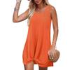 Polyester Splicing Aline Mini Dress With Twist Knot For Summer Beach Vacation Wear