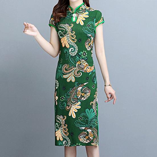 Леди Cheongsam в китайском стиле, винтажный воротник-стойка с высоким разрезом, летнее Ципао для сценического шоу