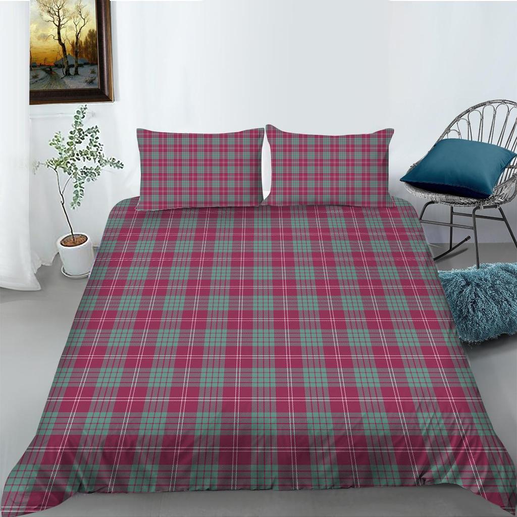 Checkered Striped Bedding Set Washable and Easy To Dry Down Duvet and Pillowcase 2/3 Pieces AU/US/DE Full Size Home Decor