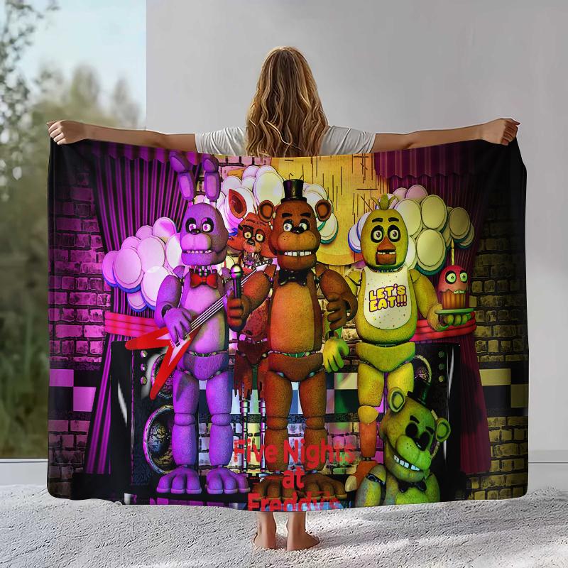 Плед Фланелевый Ужасы Фредди F-FNAF Игры, Ультра Мягкий Теплый Плюшевый Плед для Дома Спальни Кровати Дивана, Офиса, Кемпинга, Пикника