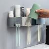 Toothbrush Holder Punch-Free Wall-Mounted Toothbrush Holder Shaver Toothpaste Mouthwash Cup Storage Rack Bathroom Accessories