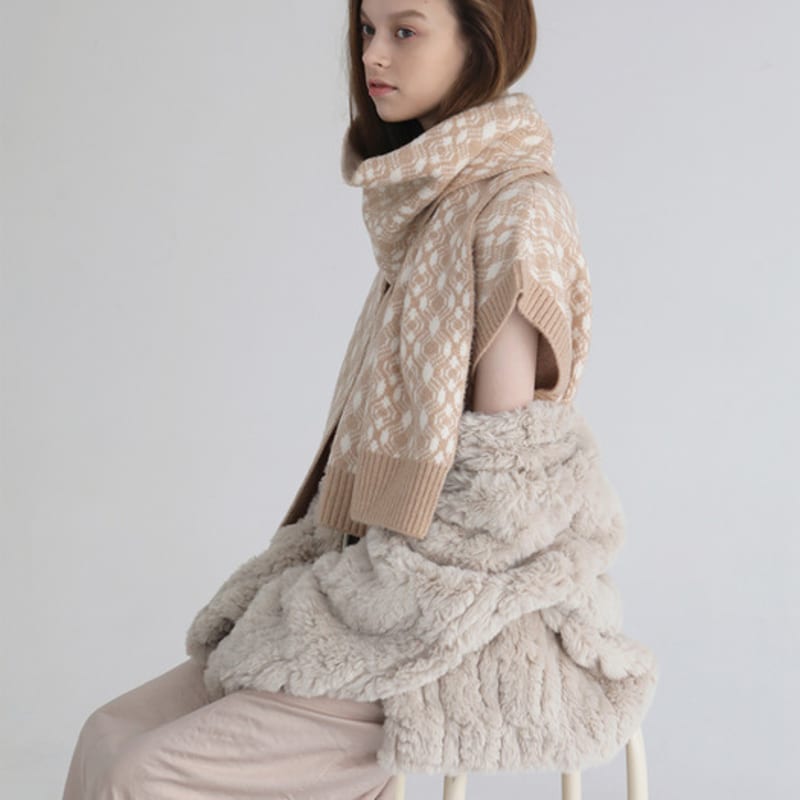 SOFT SEOUL Jacquard knit muffler [Beige]