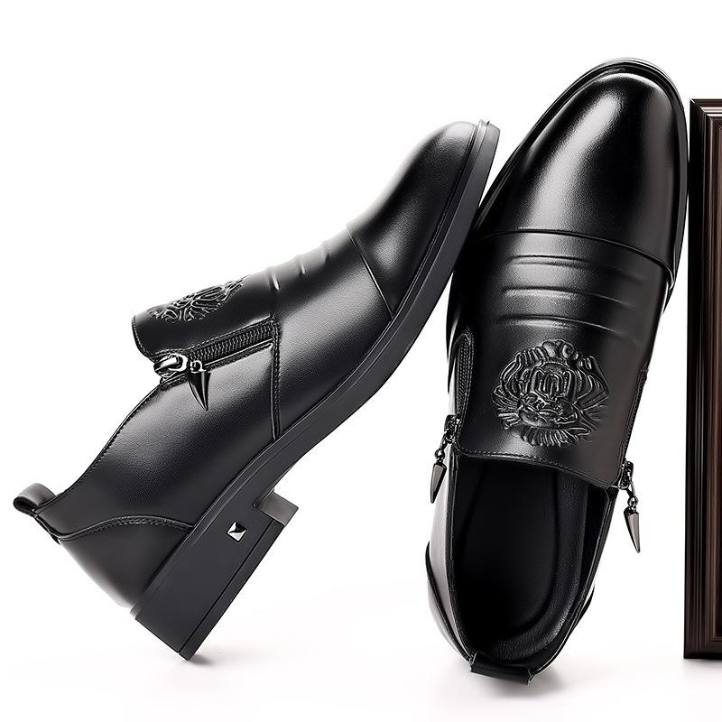Мода Весна Осень Мода Повседневная Мужская Обувь Дерби Однотонная Новая Дизайнерская Обувь для Платья Мужская Круглый Носок Молния Кожаная Обувь Мужская