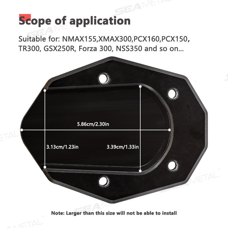 1Pc Aluminum Motorcycle Side Stand Pad Universal Enlarger Foot Extension Kickstand Support Plate For Motorbike Modification