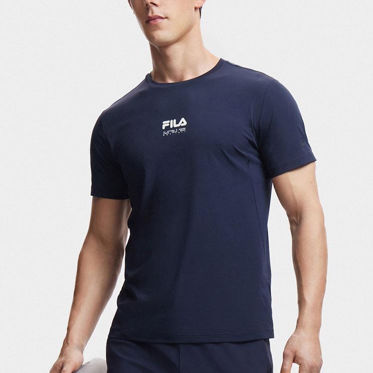 Fila Серия Фитнес Принт Буква Дышащая Спортивная Футболка с Коротким Рукавом Мужская Майки Королевский Синий A11M421120FNV