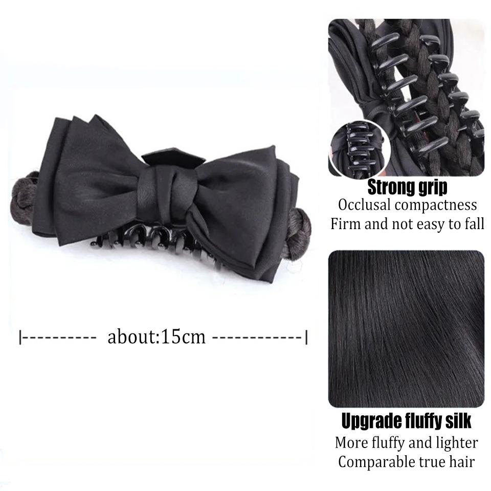 Парик с бантом и коготками, синтетический, женский, элегантный, с бантом, принцесса, ветровой, с пучком, интегрированный, стильный, принцесса, парик, с пучком