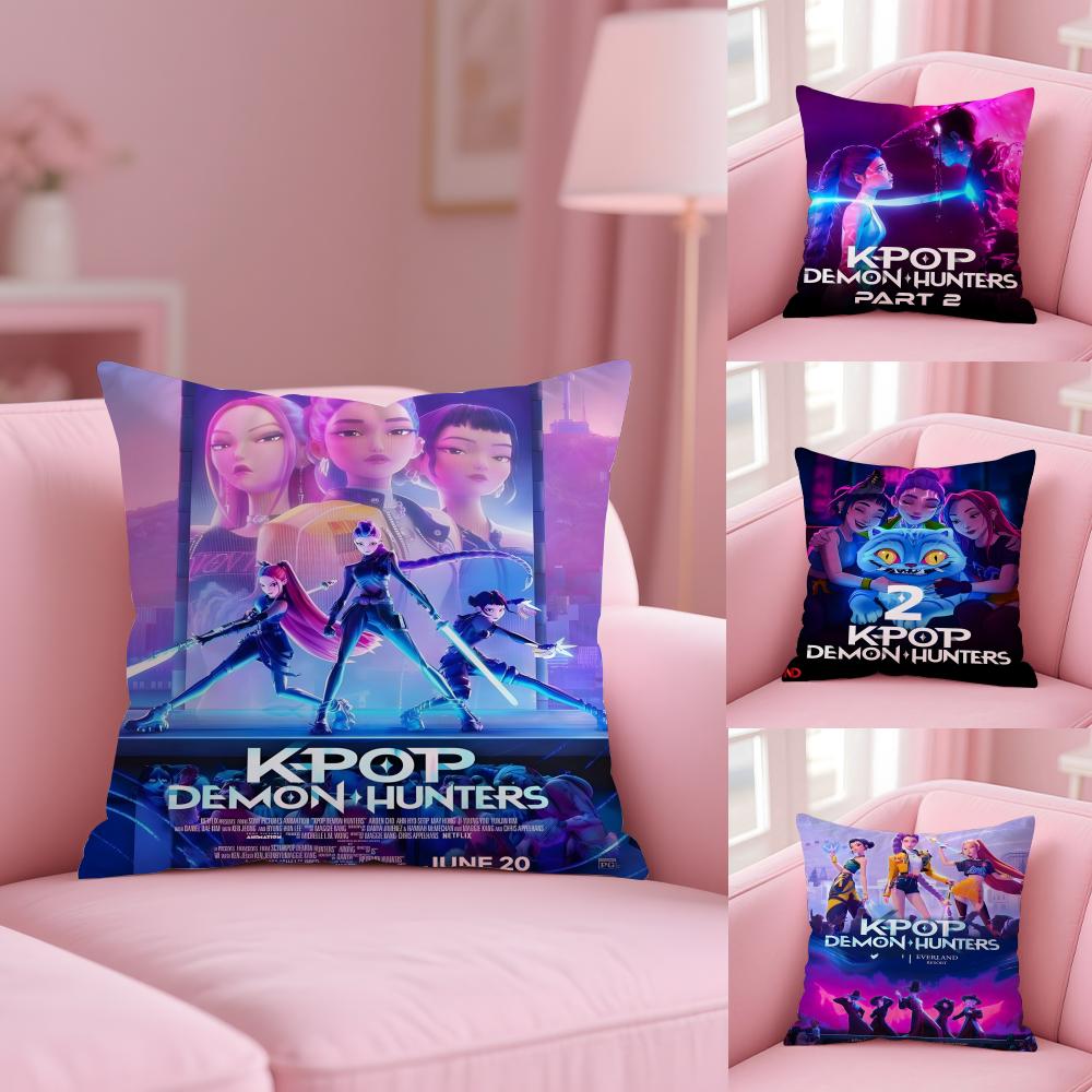 K-Pop Охотники на демонов Наволочка Мягкая плюшевая ткань Двусторонняя печать Наволочка для подушки Теплая зимняя наволочка для диванной подушки для дома