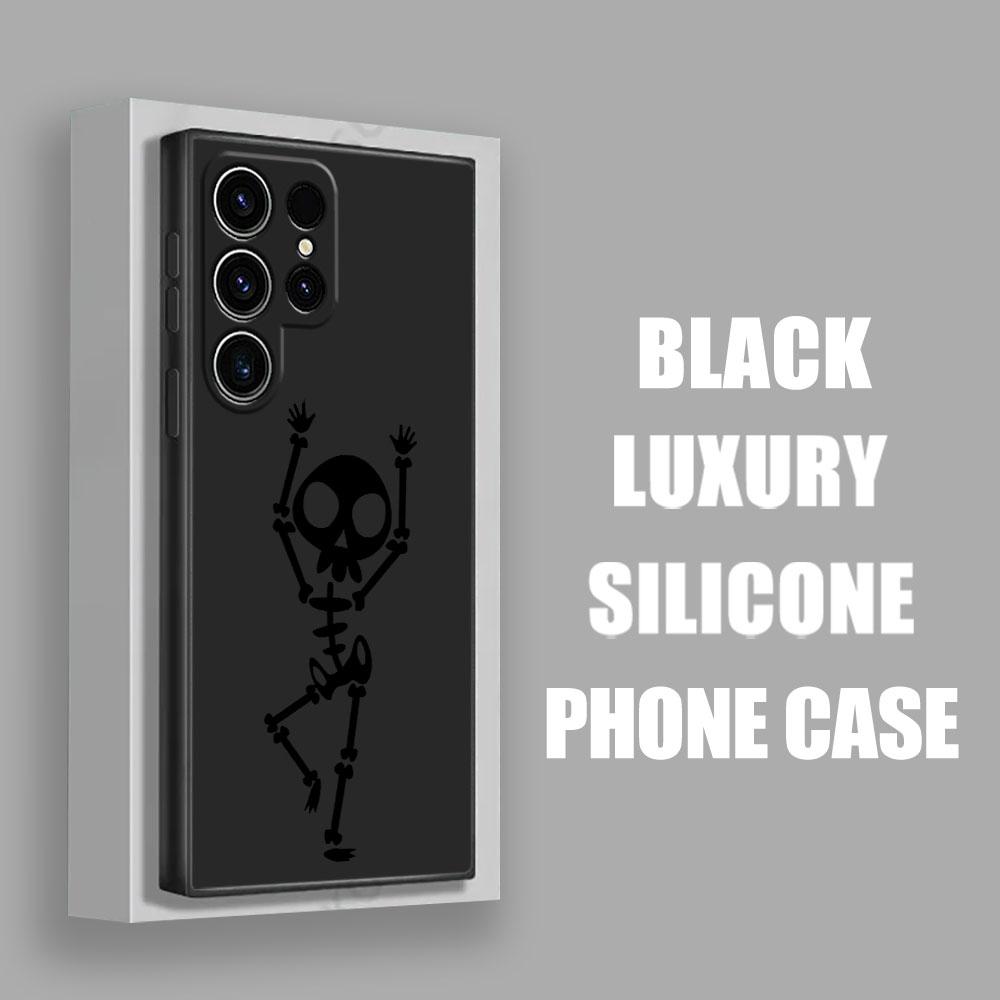 Black Skull Cute Phone Case For Samsung Galaxy S26 Ultra Cases S25 FE S24 S23 S21 Ultra S20 S24 FE S22 S26 Plus 5G Black Cover