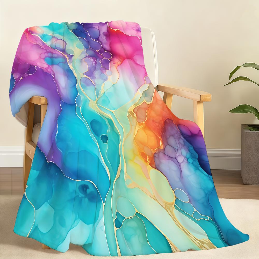 CColorful Ink Wash Blanket Soft Throw Blanket for Home Bedroom Bed Sofa Picnic Travel Office Rest Cover Blanket Gift