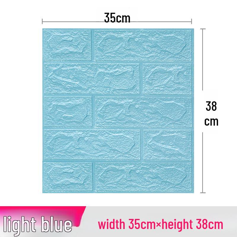 3D Brick Pattern Self-Adhesive Wall Sticker: Anti-Collision, Soft, 35x38, Small Size