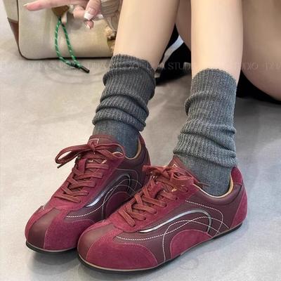 Женская обувь Dexun на плоской подошве, весна 2025, новинка, взрыв интернет-знаменитости, легкие кроссовки Forrest Gump красного цвета для повседневной носки и занятий спортом