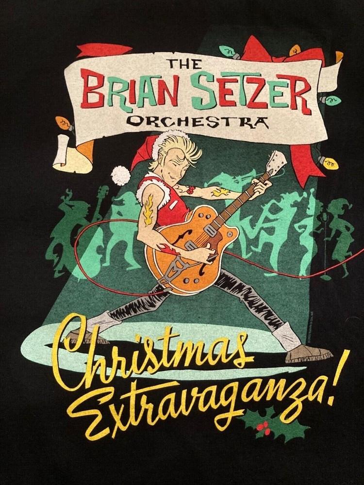 Brian Setzer Orchestra 2005 Christmas Tour T Shirt Short Sleeve Cotton S5XL Unisex T-Shirt