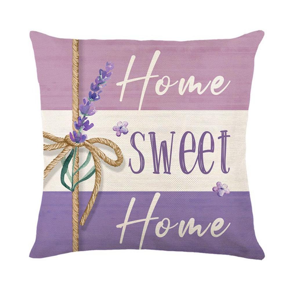Polyester Material Cushion Cover Lavender Style Pattern Home Decor Pillowcase Home Decor