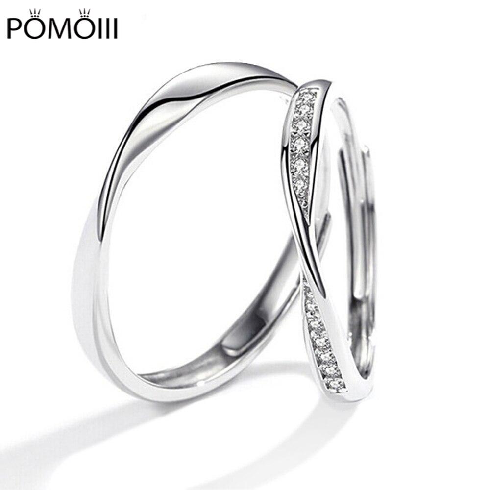 New S925 Sterling Silver Couples Ring Lozenge Micro-set Gem Jewelry Adjustable Pair Lovers Rings Festival Birthday Gift
