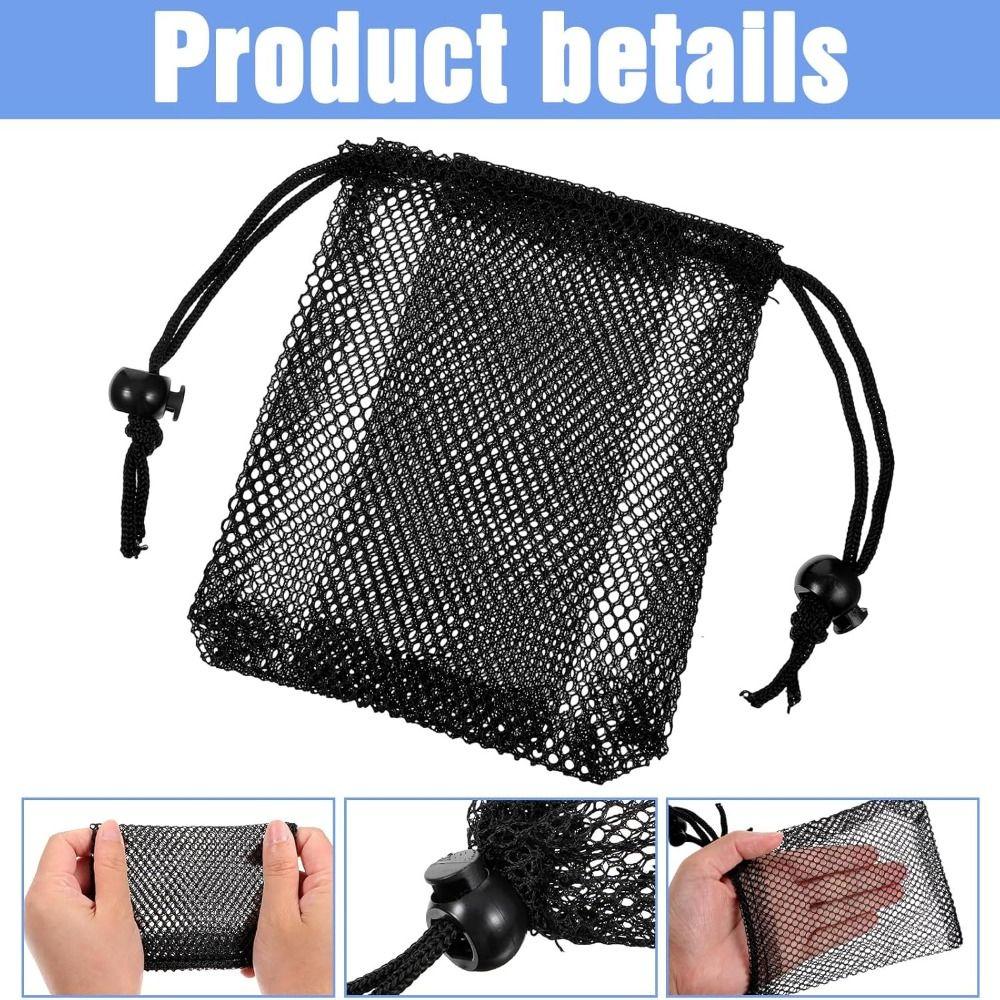 with Cord Lock Closure Small Mesh Bags Durable Black Pouch Mesh Drawstring Bags for Beach Games