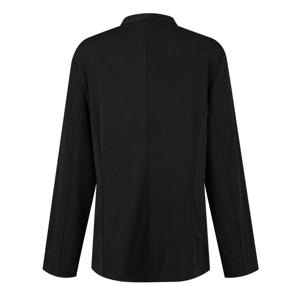 Women's Fashion Casual Solid Color Long Sleeved Button Up Suit Collar Jacket Temperament Jacket