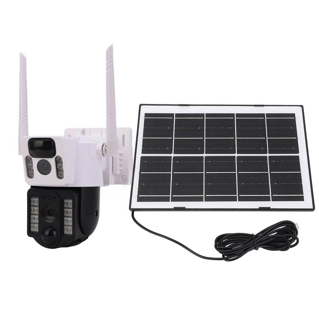 Solar Security Camera 4MP 2K Motion Detection Intelligent Alert 2 Way Talk Dual Lens Outdoor