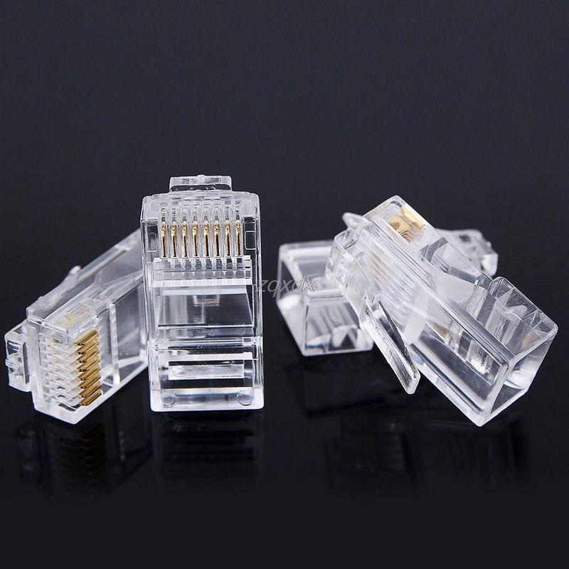 100 шт. RJ45 RJ-45 CAT5 модульный сетевой разъем Ethernet сетевой кабель Crystal Heads 8P8C адаптер лот