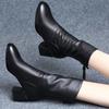 Fashion Leather Middle Heel Mid Calf Shoes Woman Winter 2025 Novelty Trend Demi-season Chic and Elegant Sale Half High Boots for Women