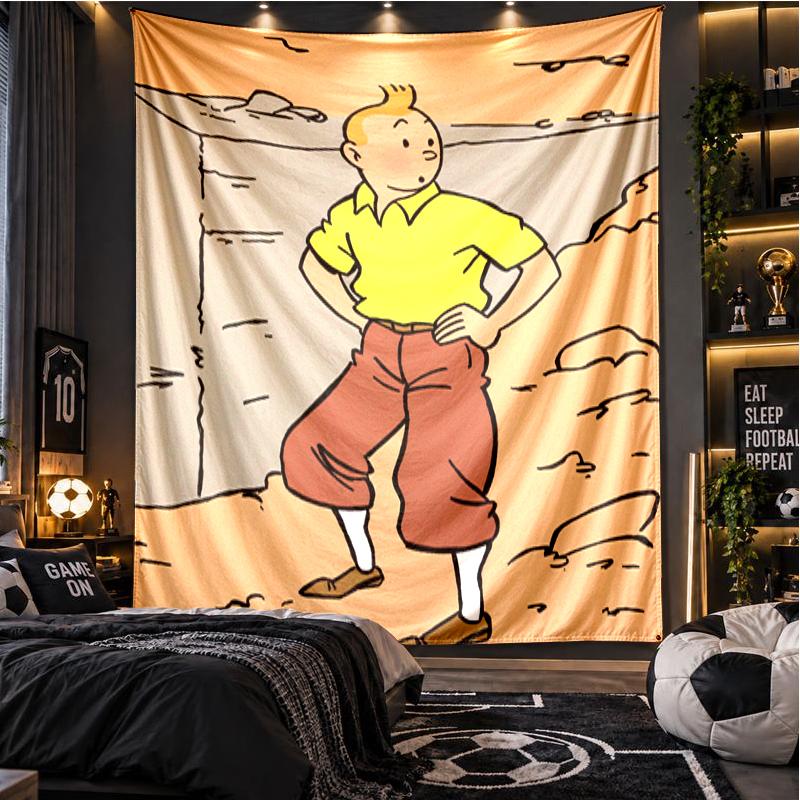 The Adventures of Tintin Tapestry Playroom Tapestry, Accessories for Bedroom,Livingroom, dormitory Room Wall Decor Fan Birthday Gifts