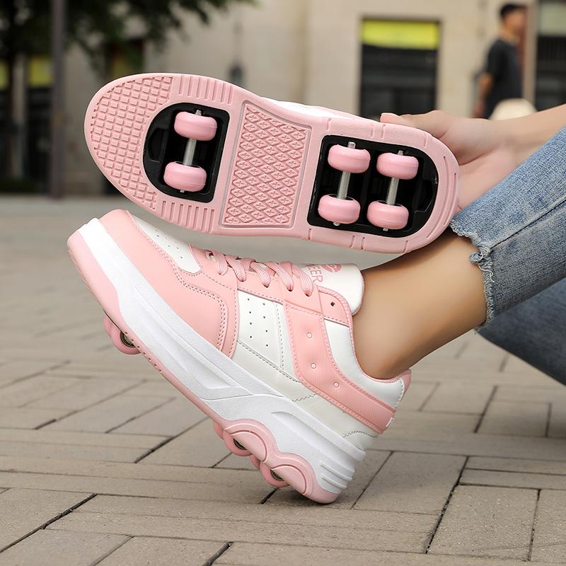 Детские роликовые коньки, 6-колесные коньки унисекс со съемными колесами и ремнями