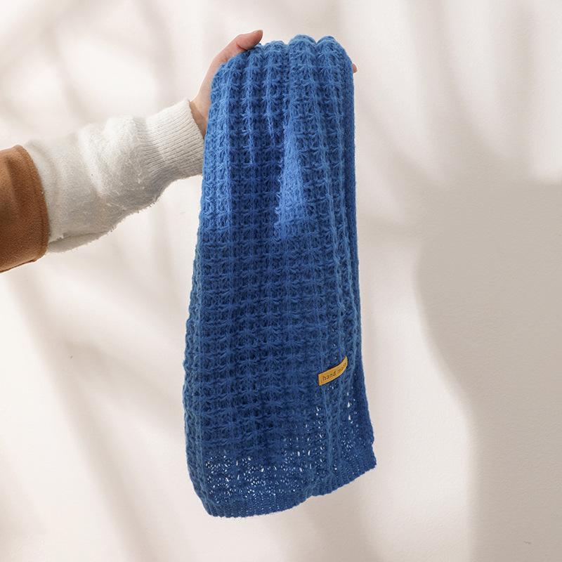 Ins Harajuku Wind Coarse Knitted Scarf Women's Winter Korean Edition Универсальный толстый теплый шарф для студентов Однотонный модный