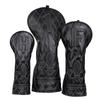 Golf Wood Cover Set of 3 for Fairway and Utility Club Head Covers Black Synthetic Leather Ichihatsu (1FH) Driver, Wood,
