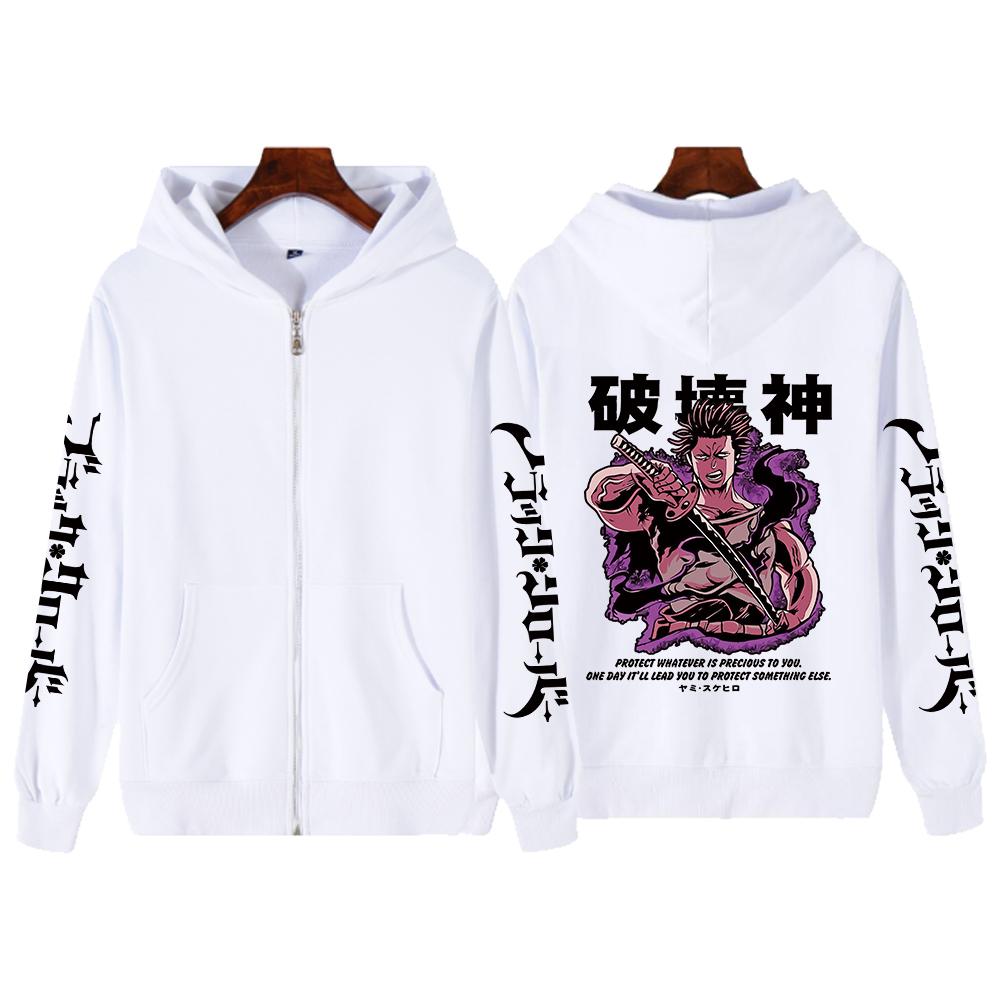 Japanese Anime Black Clover Pullover Yami Sukehiro Zipper Hoodies Sweatshirts Men Women Harajuku Long Sleeves Zip Up Jackets