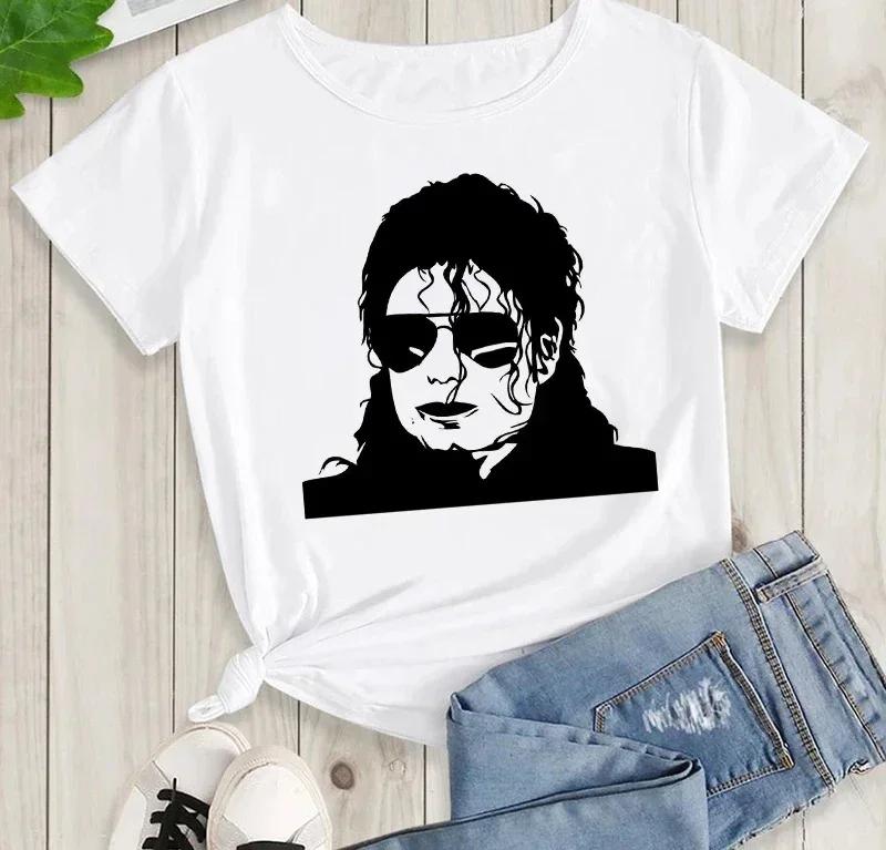 Графическая мужская и детская футболка Michael Jackson Y2K Высококачественный хлопок Повседневная летняя Рок-мода Короткий рукав Круглый вырез Футболка