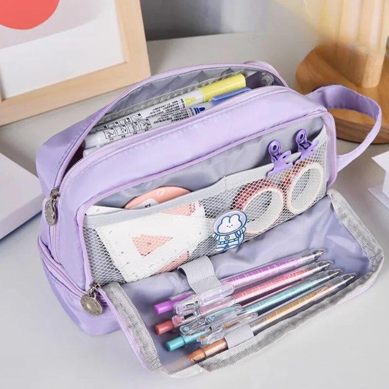 Large Capacity Pencil Case 3 Layer Pencil Bag Student Cute Korean Stationery Pen Holder Case Children's School Supplies