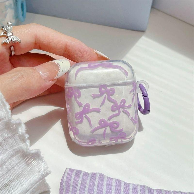 Чехол с дизайном розового банта для AirPods 4 3 1 2 Поколения, Защитный чехол из ТПУ для наушников AirPods Pro 2/Pro, с аксессуаром-брелоком
