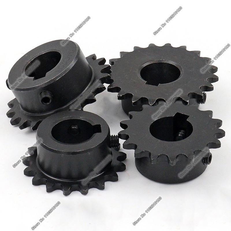 1Pc 04C Roller Chain Drive Sprockets Wheel 17T to 40T with Keyway Hole Bore 10mm to 20mm 45# Steel Chain Gears Pitch 1/4" 6.35mm