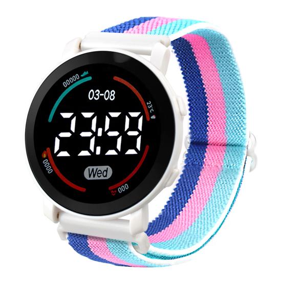 Детские светодиодные цифровые часы с круглым циферблатом, водонепроницаемые спортивные наручные часы для мальчиков и девочек, модные электронные часы