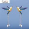 Новые модные серьги-подвески в виде птиц, цветные эпоксидные кисточки, длинные серьги, эмалированные серьги ручной работы для женщин