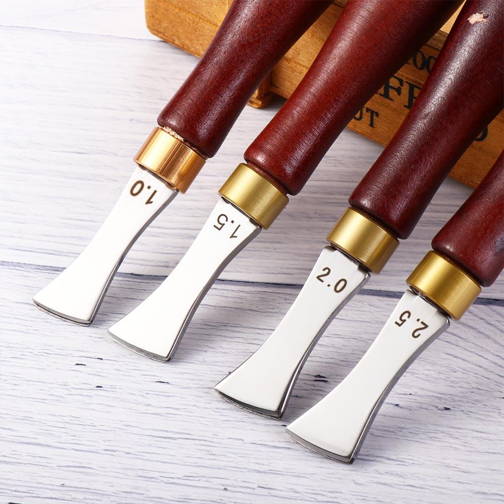 Wooden Handle DIY Shallow Slot Linear Edge Tool Leather Craft Creasing Tools Leather Edge Creaser