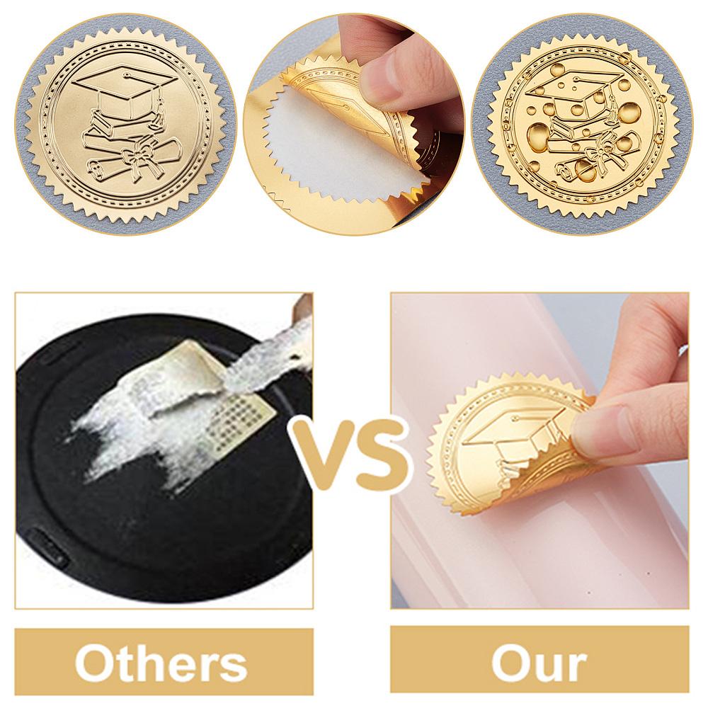 Plastic Self Adhesive Gold Foil Embossed Stickers Medal Decoration Sticker Crown 5x5cm 4pcs/sheet
