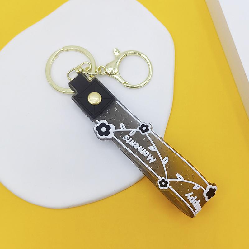 Прозрачный ПВХ мягкий резиновый брелок для ключей английский маленький цветок желе цвета сливы конфетный цвет капли клейкий браслет