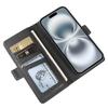 For iPhone 16 Wallet Case with Dual Magnetic Clasp Litchi Textured Leather Flip Stand Phone Cover