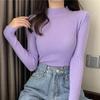 Autumn and Winter Women's Sweater Long-sleeved Mid-collar Slim Bottoming Shirt Half-high Neck Pullover Knit Sweater