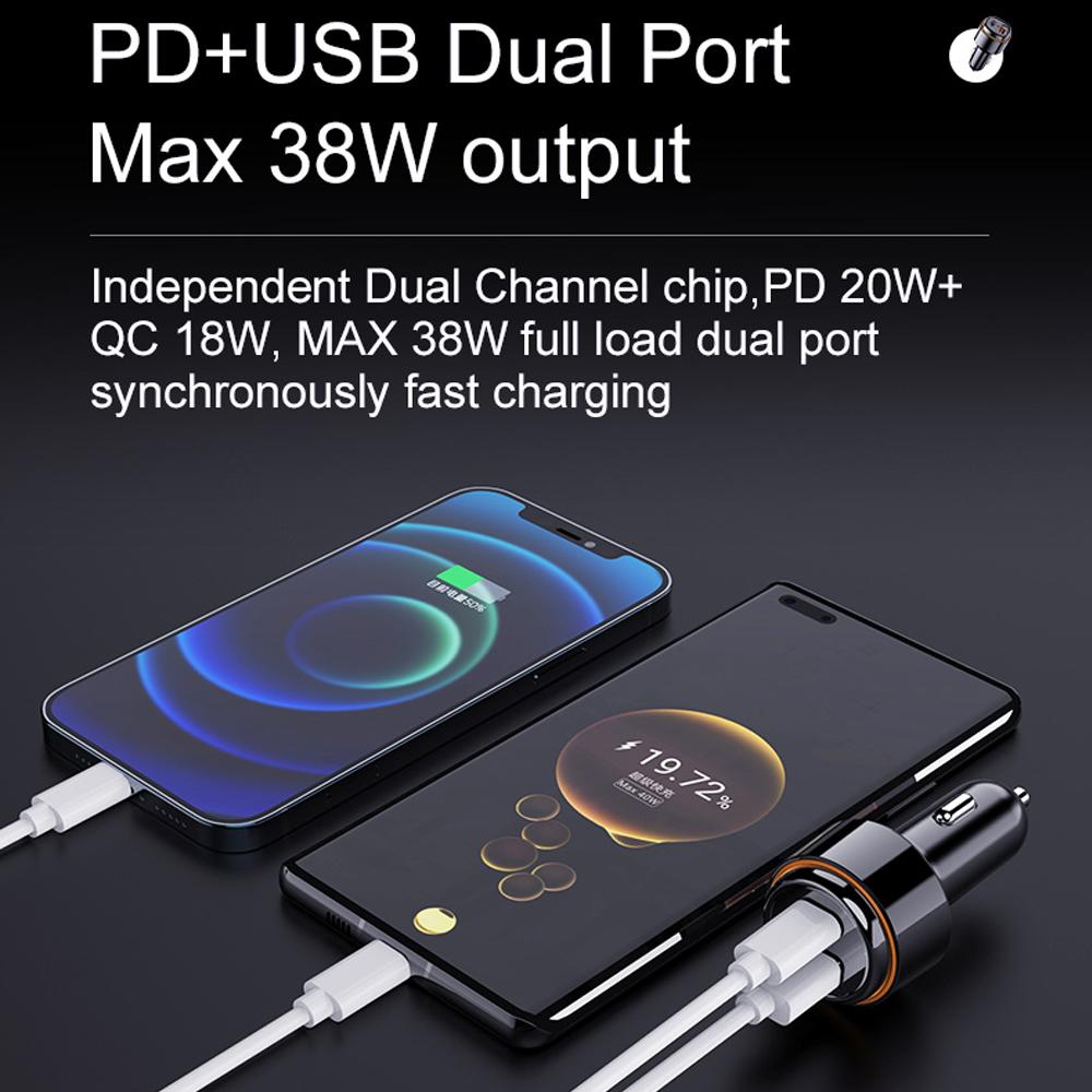 Двойной USB QC 3.0 PD20W автомобильный зарядный мини-адаптер для быстрой зарядки iPhone Xiaomi для мобильного телефона в автомобиле