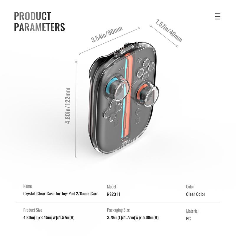 Прозрачный чехол для хранения Switch 2 Joy-Cons Handle Пылезащитный прозрачный защитный чехол для Switch 2 Коробка для хранения игровых карт