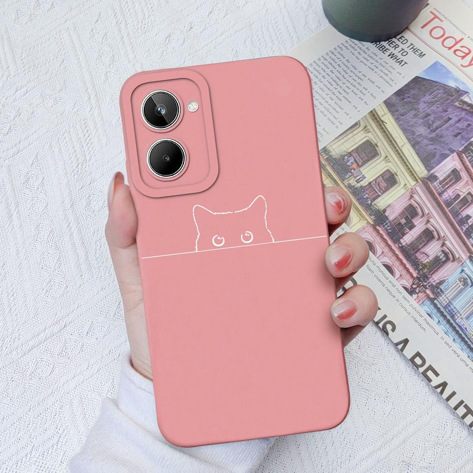 Чехол для Realme 10 Pro Plus Мультяшный Мягкий Гладкий Жидкий Силикон Защита Камеры Для OPPO Realme10 10Pro+ Чехол Funda Capa
