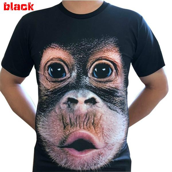 Мужская мода повседневная 3D печатная пародия на гориллу смешная обезьяна футболка крутые рубашки с коротким рукавом