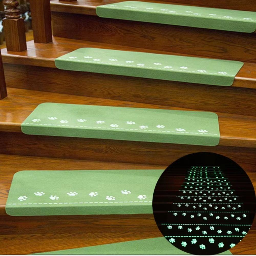 Cute Self Adhesive Luminous Bear Claw Stair Mat Washable Water Absorbing Stair Step Mat Safety Mute Step Rug Carpet Stair