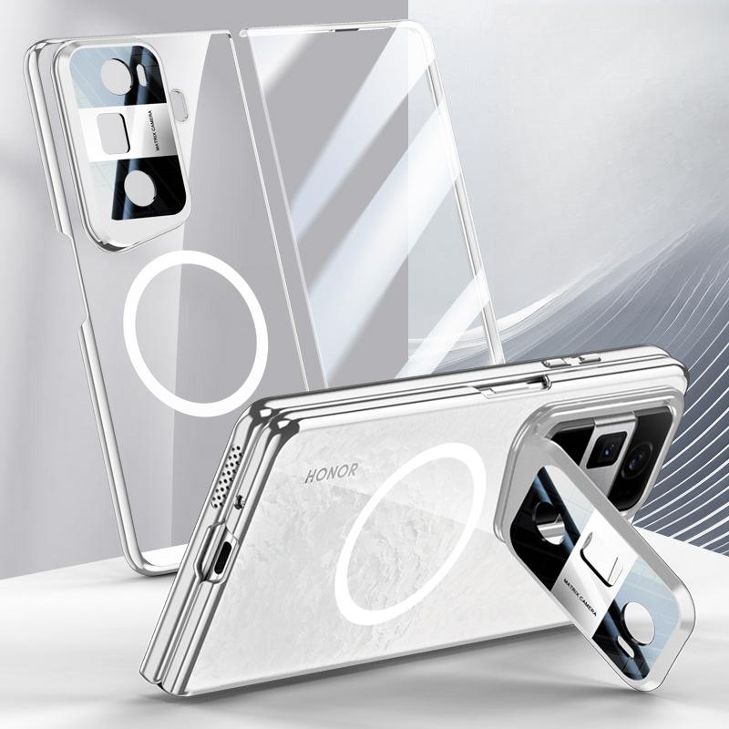 Подходит для Honor Magicvs3 Чехол для мобильного телефона Пленка Интегрированный Простой Всевключающий Противоударный Кронштейн Магнитная Адсорбция Прозрачный Гальванизированный Чехол