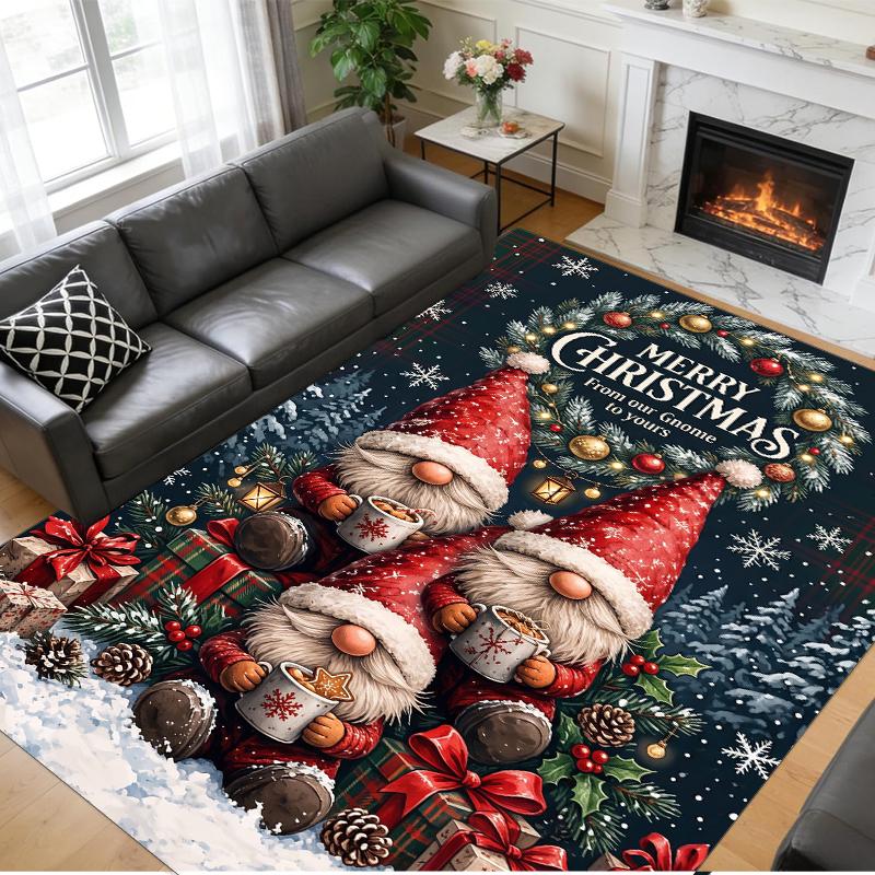 Christmas Printed Square Area Rug Soft Non Slip Floor Carpet For Bedroom Holiday Gift